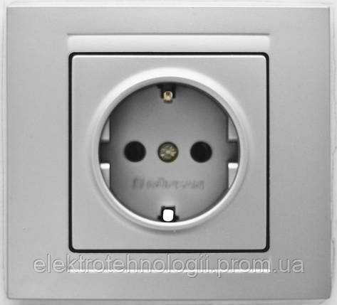 Розетка с заземлением Gunsan Moderna Metallic серебро
