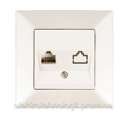 Розетка компьютерная одинарная RJ45 Cat 5e крем Viko Meridian