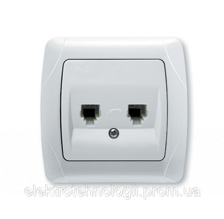 Розетка телефонная двойная 2xRJ11 Cat3 белая Viko Carmen