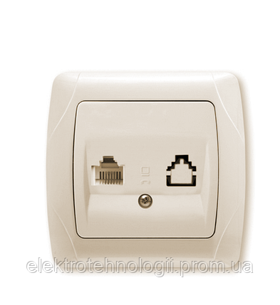 Розетка телефонная RJ11 Cat3 крем Viko Carmen