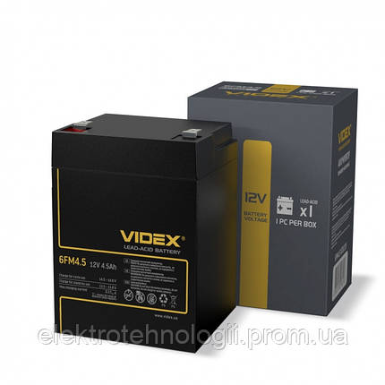 Аккумулятор свинцово-кислотный Videx 4.5 12V / 4.5Ah color box 1