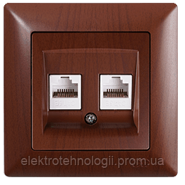 Розетка компьютерная двойная 2 x CAT5 Gunsan Visage орех