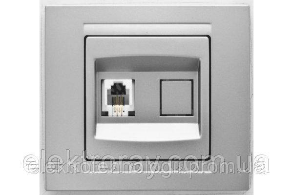 Розетка телефонная RJ11 Gunsan Moderna Metallic серебро