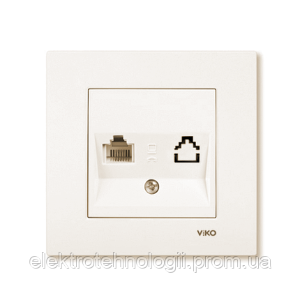 Розетка телефонная TF RJ11 Cat3 крем Viko Karre