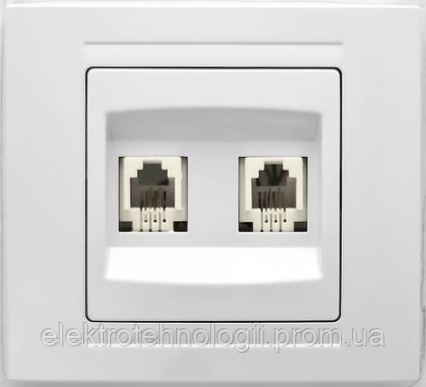 Двойная розетка телефонная (2x RJ11) Gunsan Moderna белая