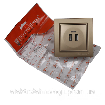 ElectroHouse Розетка USB роскошно золотой Enzo
