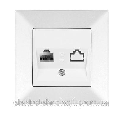 Розетка компьютерная одинарная RJ45 Cat 5e белая Viko Meridian