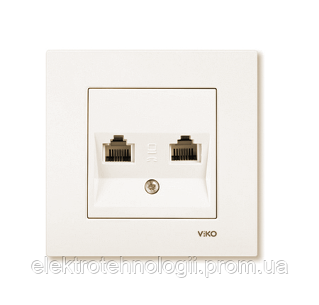 Розетка телефонная двойная 2xRJ11 Cat3 крем Viko Karre