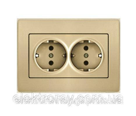 Двойная розетка с заземлением Gunsan Moderna Metallic золото