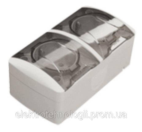 Розетка Right Hausen Berta 2-а внешняя с заземлением с крышкой белая IP54