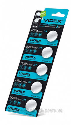 Батарейка литиевая Videx CR2025 5шт BLISTER CARD