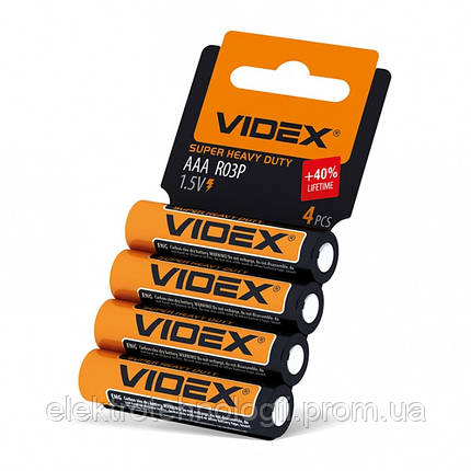 Батарейка солевая Videx R03P / AAA 4шт SHRINK CARD