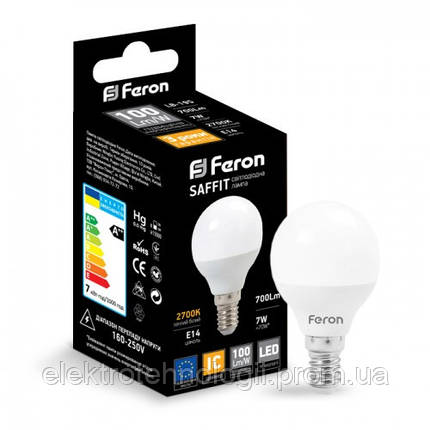 Светодиодная лампа Feron P45 7W 700lm Е14 2700k