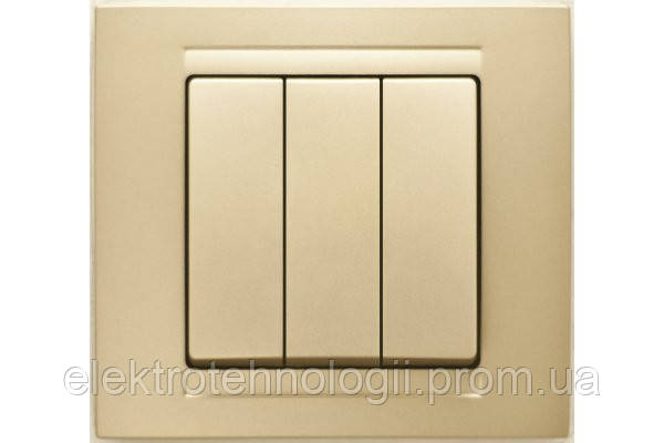 Выключатель тройной Gunsan Moderna Metallic золото