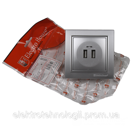 ElectroHouse Розетка USB серебро Enzo
