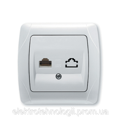Розетка компьютерная одинарная RJ45 Cat5e белая Viko Carmen