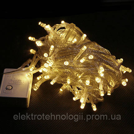 Гирлянда 100 LED 9м теплый белый, прозрачный провод RD-7140 | Новогодние гирлянды |