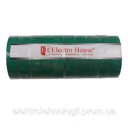 ElectroHouse Изолента зеленая 0,15мм х 18мм х 21м