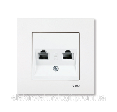 Розетка телефонная двойная 2xRJ11 Cat3 белая Viko Karre