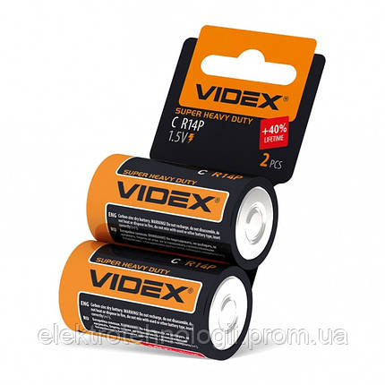 Батарейка солевая Videx R14P / C 2шт SHRINK CARD