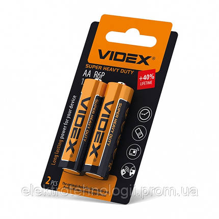 Батарейка солевая Videx R6P / AA 2шт SMALL BLISTER