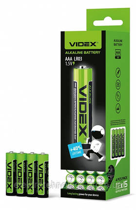 Батарейка лужна Videx LR03/AAA 4 шт SHRINK