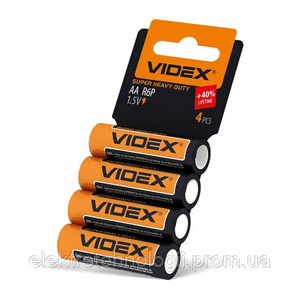 Батарейка солевая Videx R6P / AA 4шт SHRINK CARD