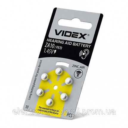 Батарейка воздушно цинковая Videx  (PR70) BLISTER 6