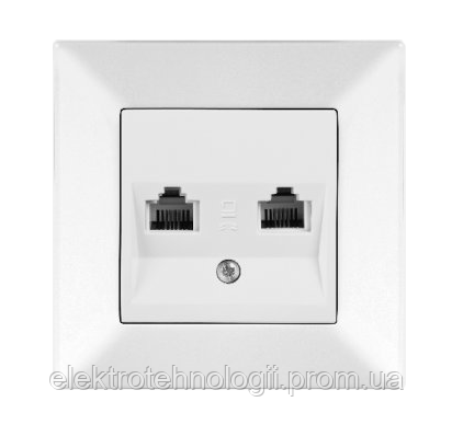 Розетка телефонная двойная 2xRJ11 Cat3 белая Viko Meridian