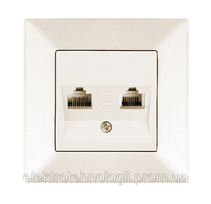 Розетка компьютерная + телефонная, RJ45 + RJ11, Cat5e + Cat3 крем Viko Meridian