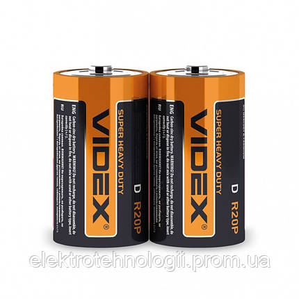 Батарейка солевая Videx R2OP / D 2шт SHRINK