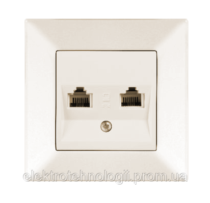 Розетка телефонная двойная 2xRJ11 Cat3 крем Viko Meridian