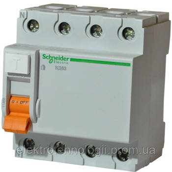 УЗО ВД63 4P 25А 30мА Schneider Electric (дифференциальный выключатель)