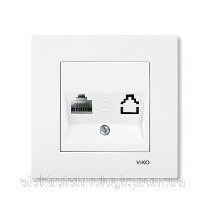 Розетка компьютерная одинарная RJ45 белая Viko Karre