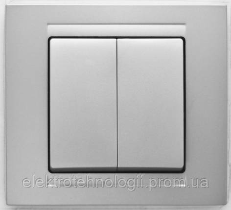 Выключатель двойной Gunsan Moderna Metallic серебро