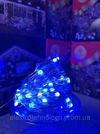 Гирлянда медная проволочная нить 100 LED 10м синий, 220В RD-7107 | Новогодние гирлянды |