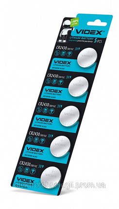 Батарейка литиевая Videx CR2430 5шт BLISTER CARD