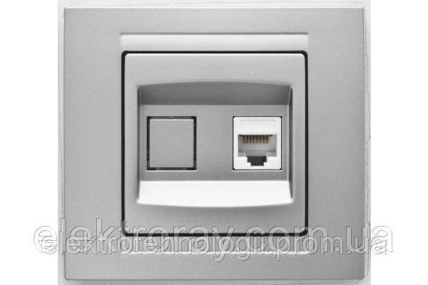 Розетка компьютерная CAT5 Gunsan Moderna Metallic серебро