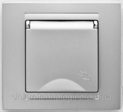 Розетка с заземлением и крышкой Gunsan Moderna Metallic серебро