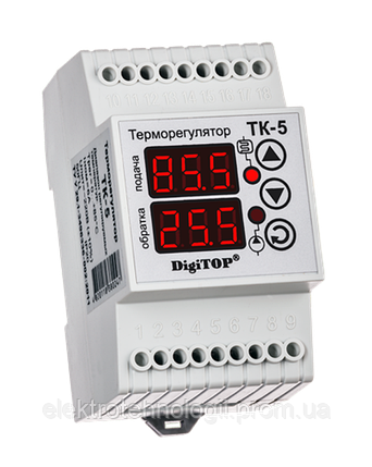 Терморегулятор ТК-5 двухканальный цифровой DIN-рейка DigiTOP