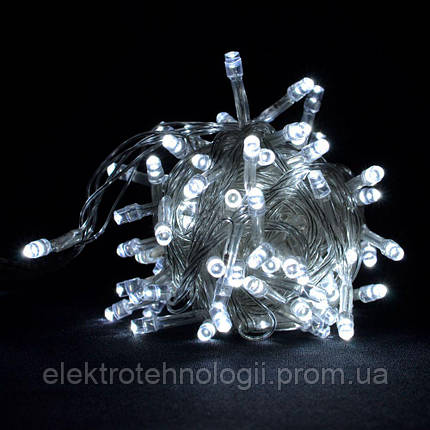 Гирлянда 100 LED 9м холодный белый, прозрачный провод RD-7139 | Новогодние гирлянды |