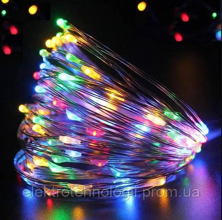 Гирлянда медная проволочная нить 100 LED 10м микс, питание от USB 12В RD-7112 | Новогодние гирлянды |