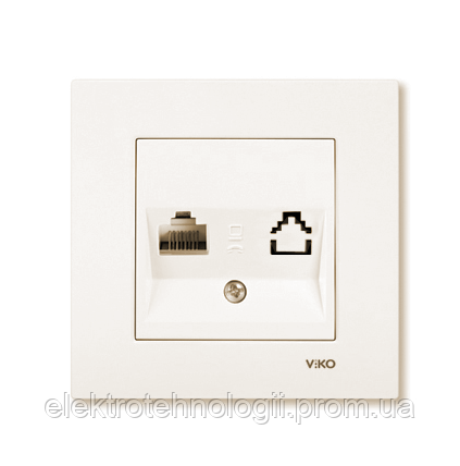 Розетка компьютерная одинарная RJ45 крем Viko Karre