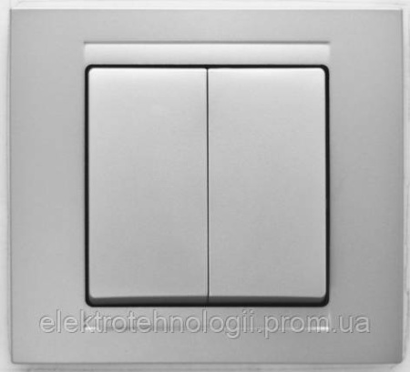 Вимикач подвійний Gunsan Moderna Metallic срібло