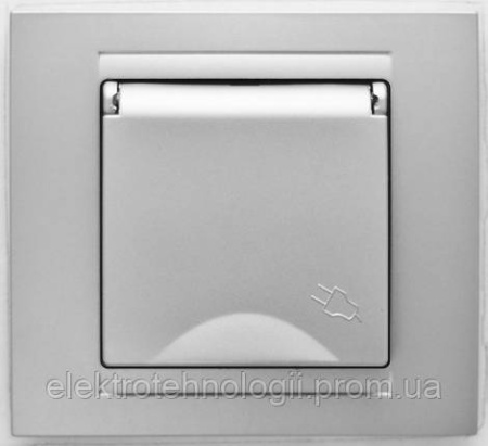 Розетка с заземлением и крышкой Gunsan Moderna Metallic серебро
