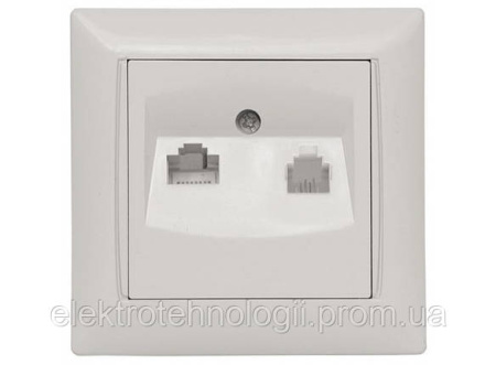 Розетка компьютерная-телефонная CAT5 х RJ11 Luxel Primera белая