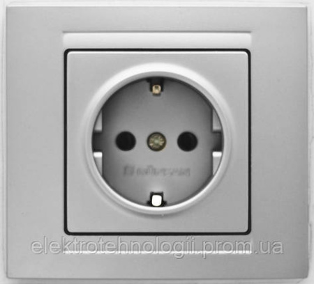 Розетка с заземлением Gunsan Moderna Metallic серебро