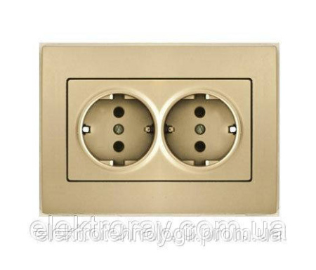 Двойная розетка с заземлением Gunsan Moderna Metallic золото